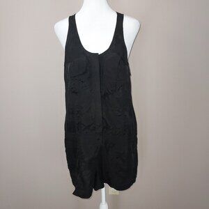 T by Alexander Wang Black Dobby Striped Romper Size Med